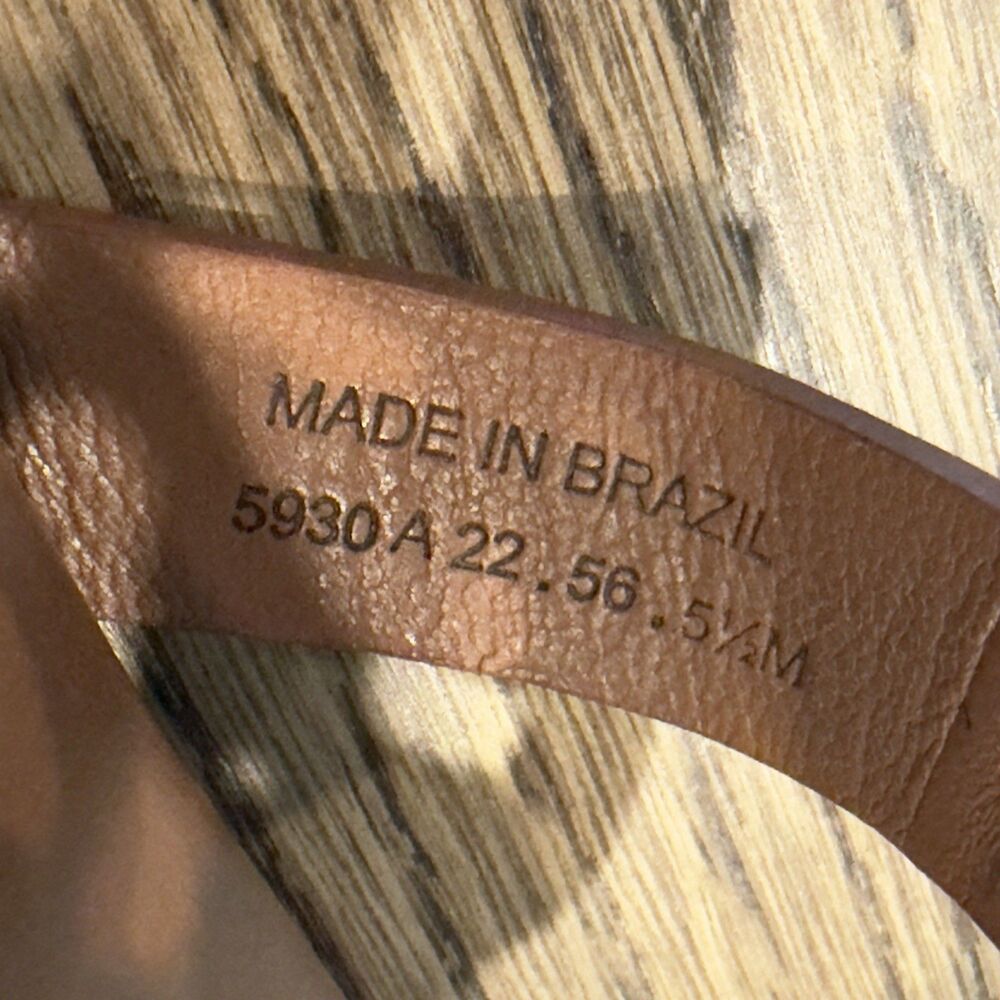 Tory Burch Miller Calf Leather Soft Sandals Women’s Sz 5.5 Bourbon Miele Emblem - Picture 6 of 9